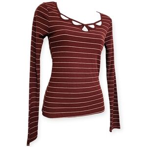 Aero Maroon & White Striped Seriously Soft Shirt - Size Medium